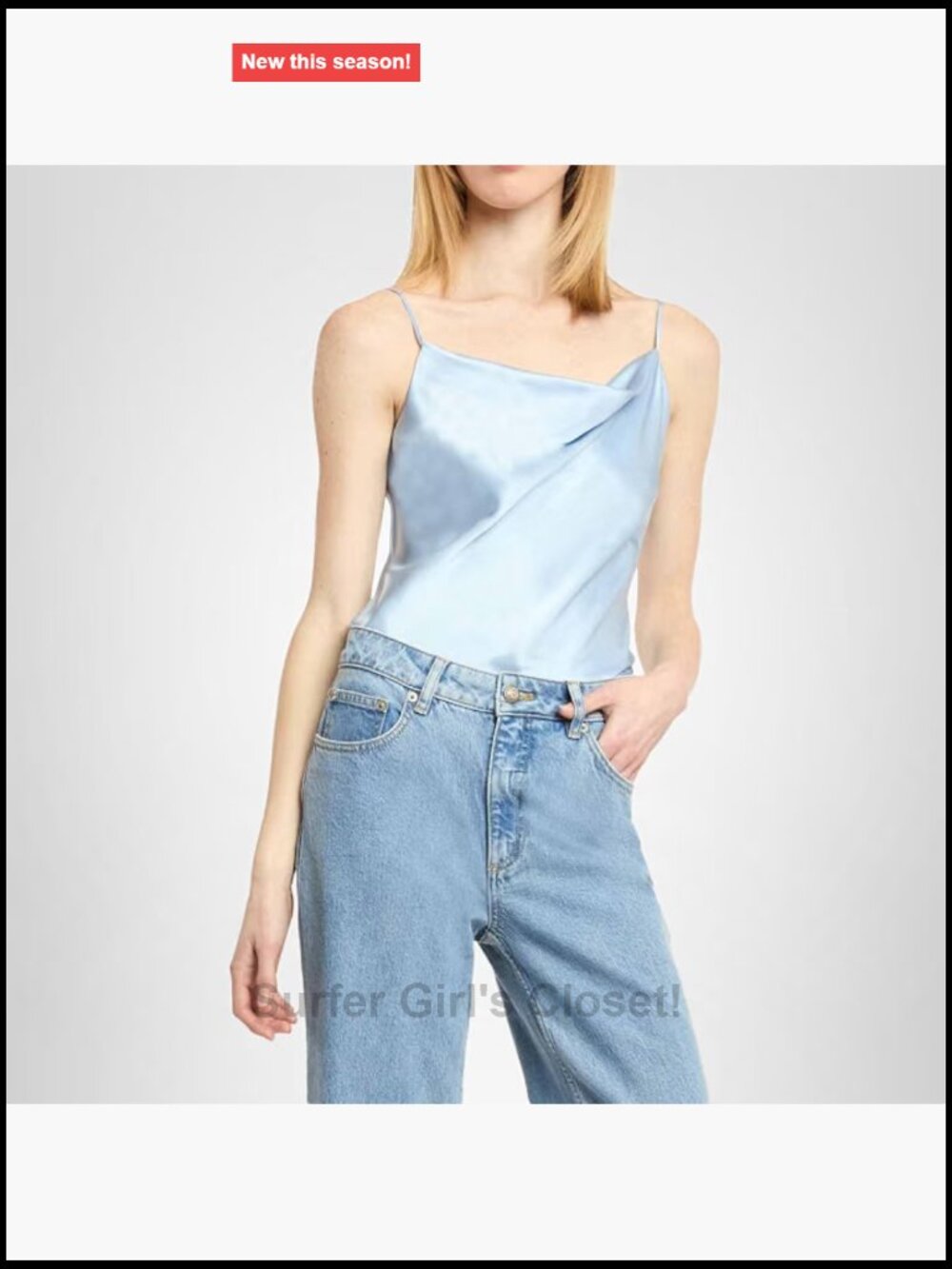 Silk Cami Sleeveless Cowl Neck Adjustable Spaghetti Straps